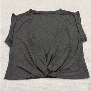 Charcoal Twist Front Short Sleeve Top